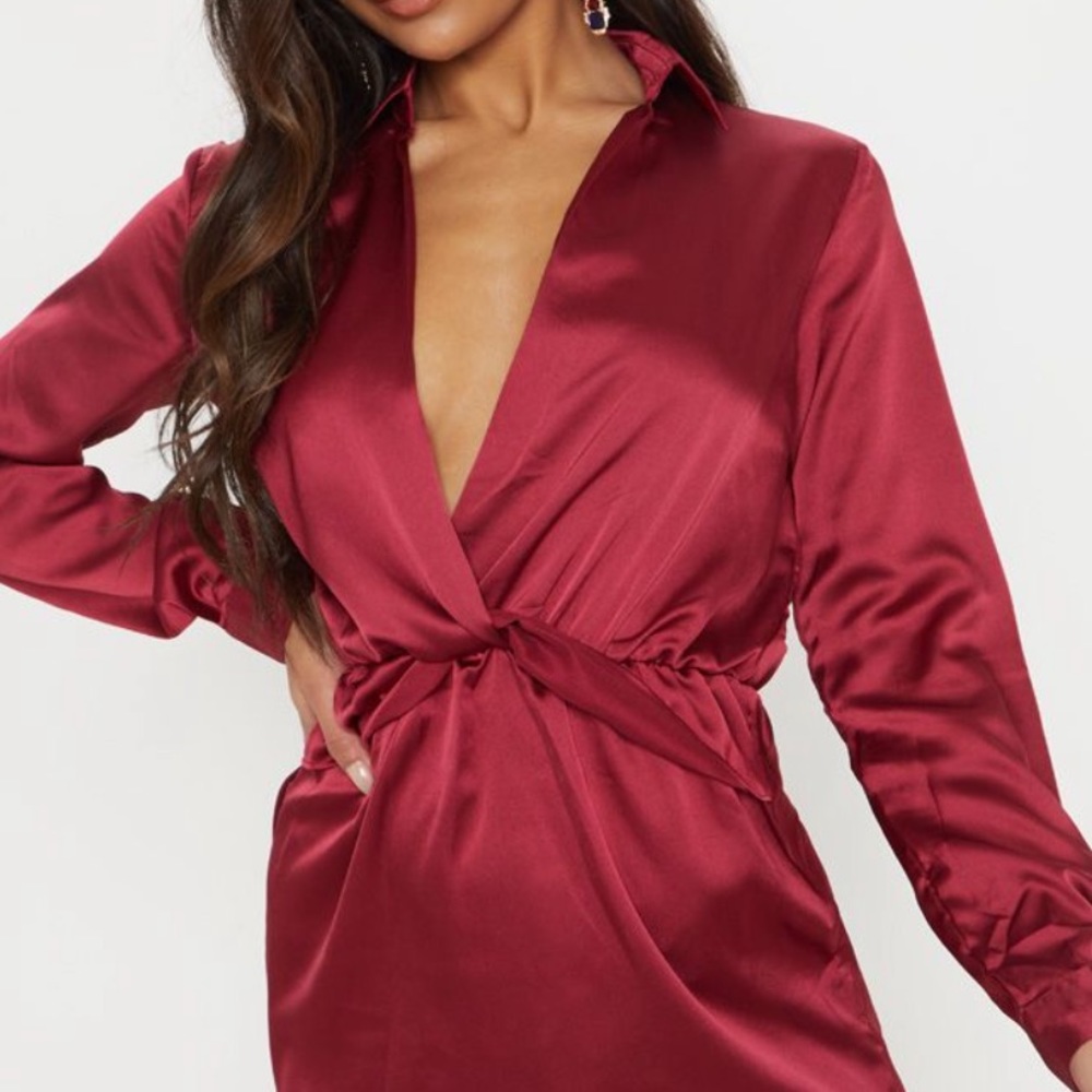Red satin dress